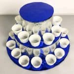 DIY cupcake stand in blue and silver