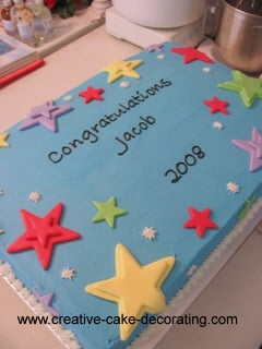 Blue rectangle cake with colorful stars