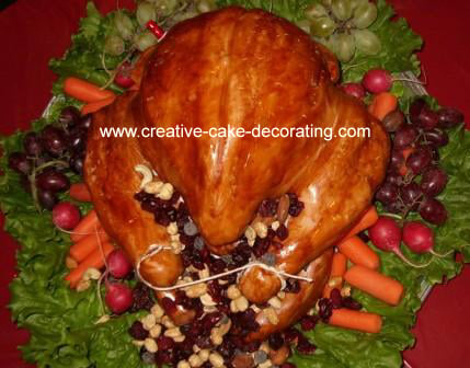 Cake in the shape of a roasted turkey