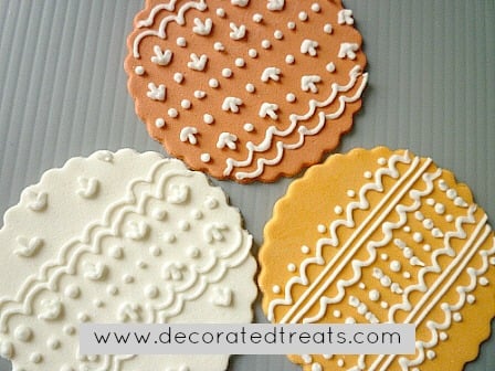 Cupcake lace toppers in orange, amber and white