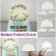 A poster of several images showing how to make 3d fondant clouds.