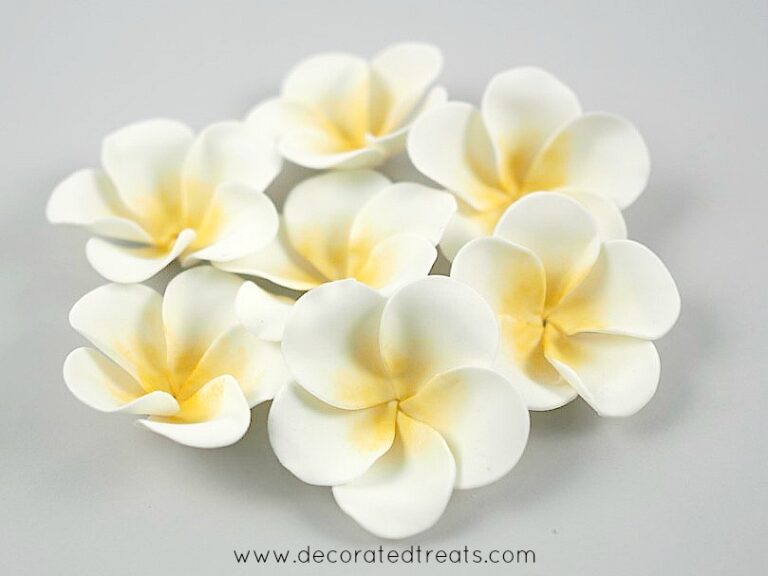How to Make Gum Paste Plumeria (Frangipani Flowers) Decorated Treats