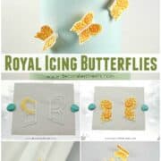 A poster of images showing how to make royal icing butterflies.
