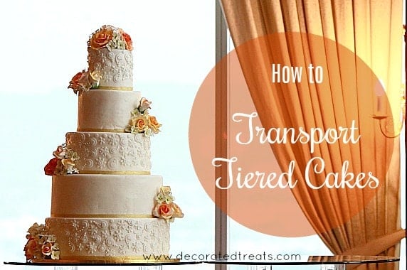 Poster on how to transport a cake with a 5 tier cake in the background