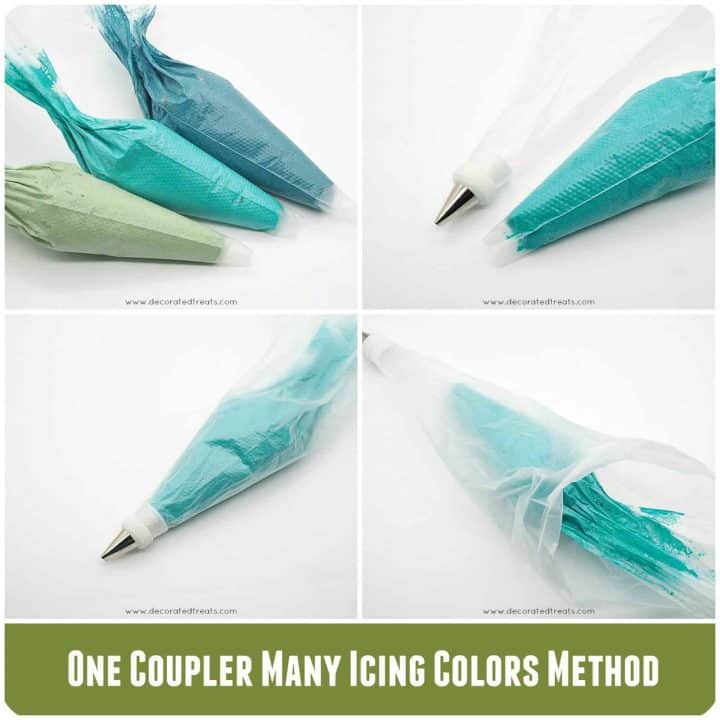 Poster on how to use one icing coupler for many icing colors