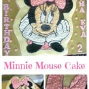 Minnie Mouse cake on a gold cake board