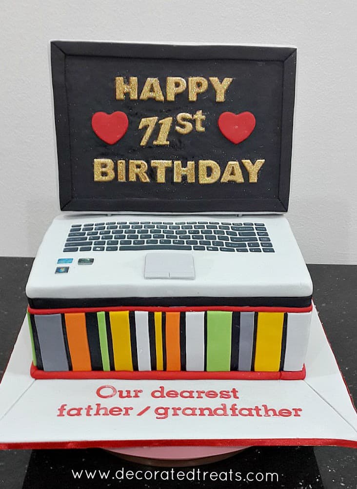 A laptop shaped cake