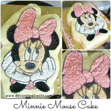 Minnie Mouse cake on a gold cake board