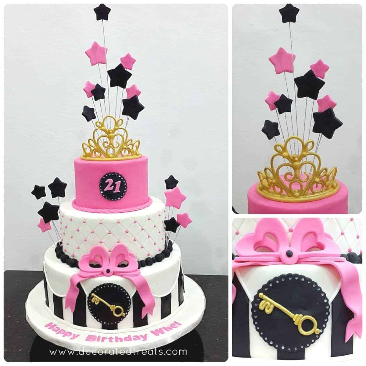 Poster for a pink 21st birthday cake