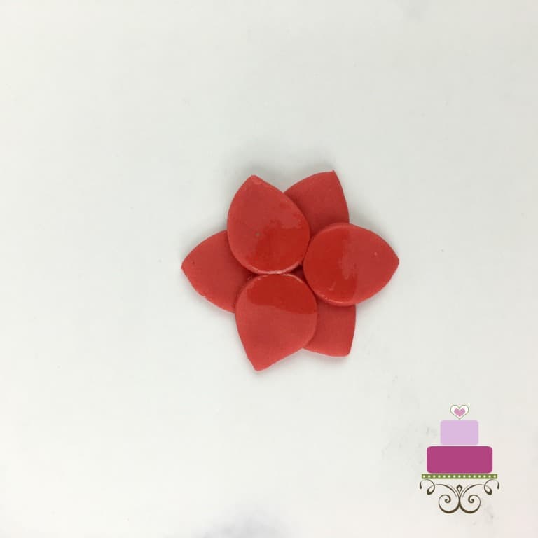 Stacked fondant petals for a poinsettia.