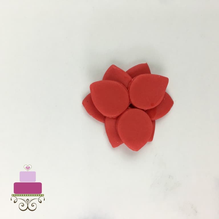 Stacked fondant petals for a poinsettia