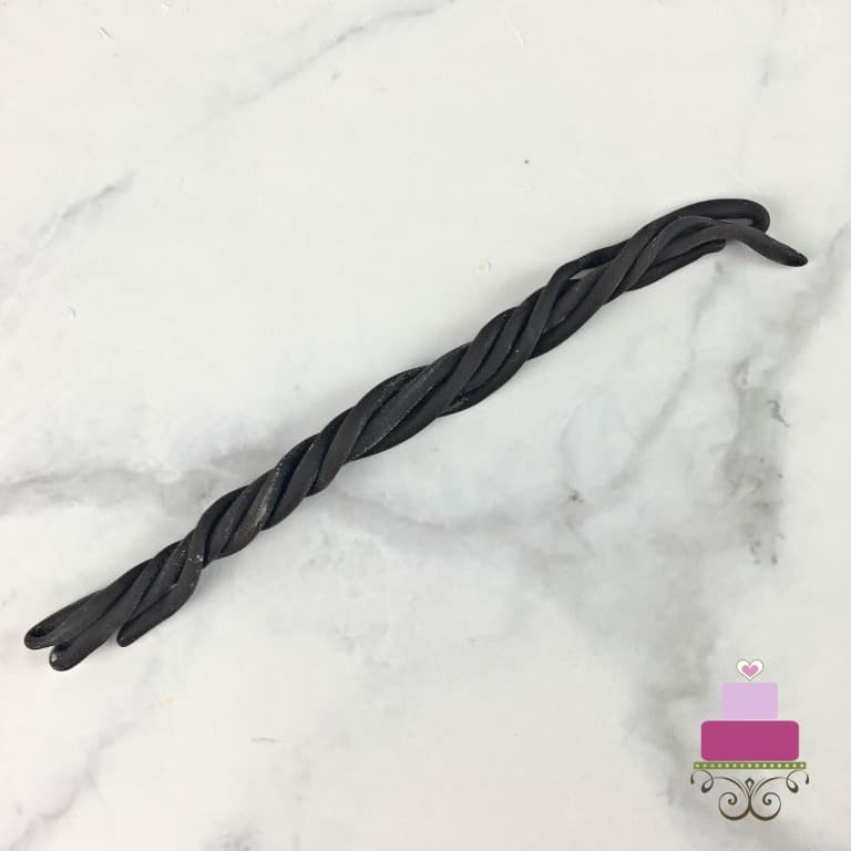 Twisted brown fondant strips