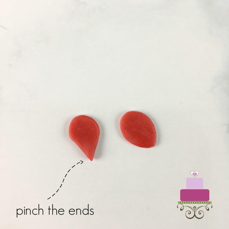 Oval red fondant cut outs