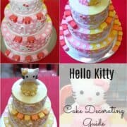 A dual toned Hello Kitty, 3 tier cake with Hello Kitty topper