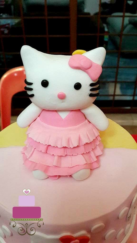Hello Kitty topper in pink dress.