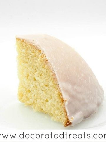A slice of cake covered in glaze icing