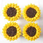 4 sunflower cupcakes.