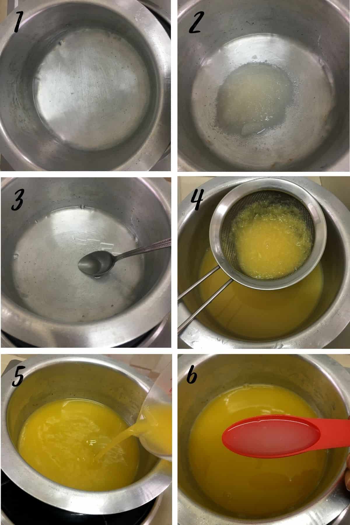 A poster of 6 images showing how to make orange popsicles