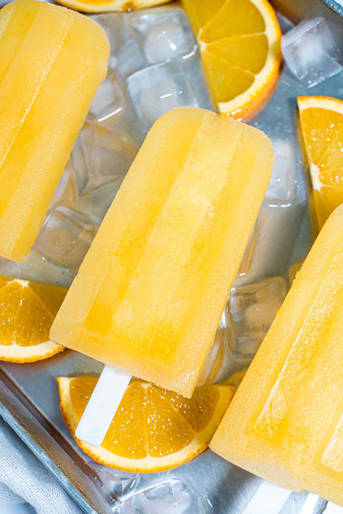 Close up of an orange popsicle
