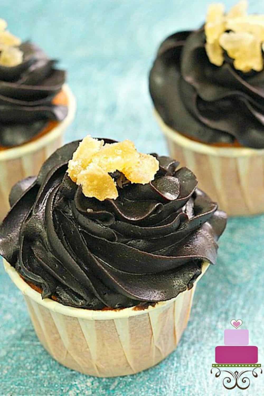Cupcakes with chocolate topping and candied ginger