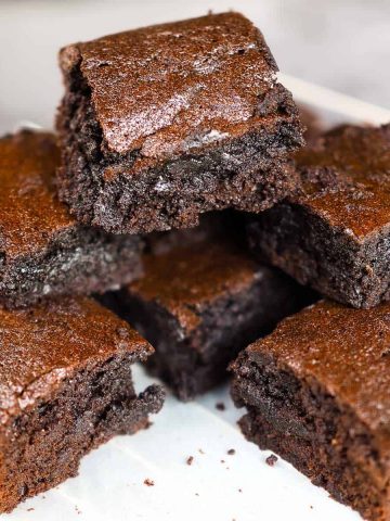 Chocolate brownies stacked