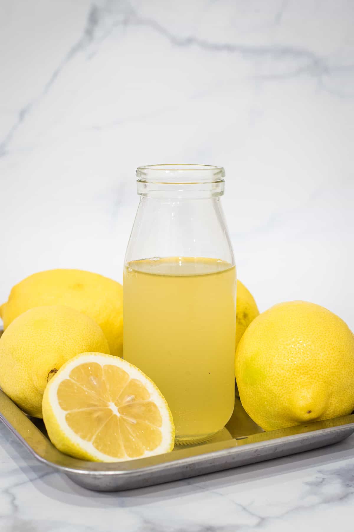 Lemonade concentrate in a bottle.
