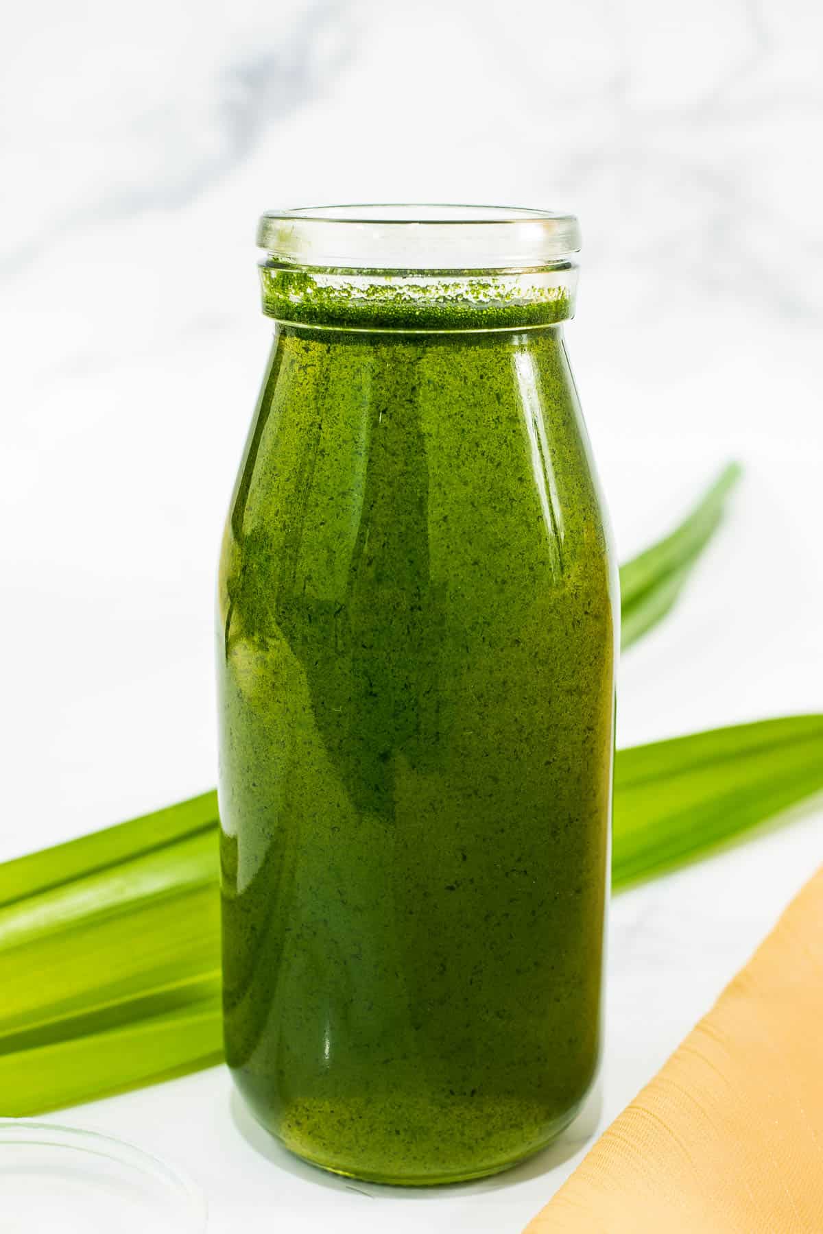A bottle of green pandan syrup
