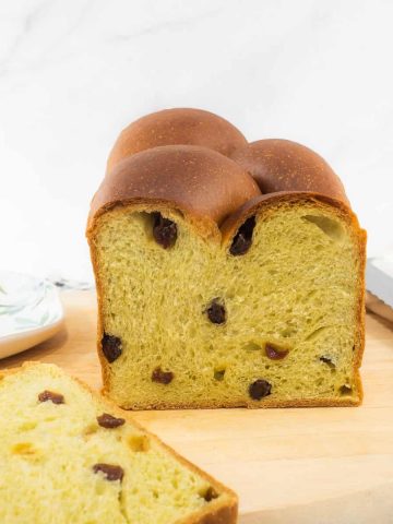 A loaf of bread with raisins.