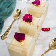 3 square dessert bowls with durian mousse.