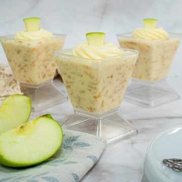 Three cups of apple mousse.