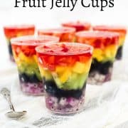 The front images of jelly fruit cups in rainbow colors.