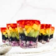 The front images of jelly fruit cups in rainbow colors.