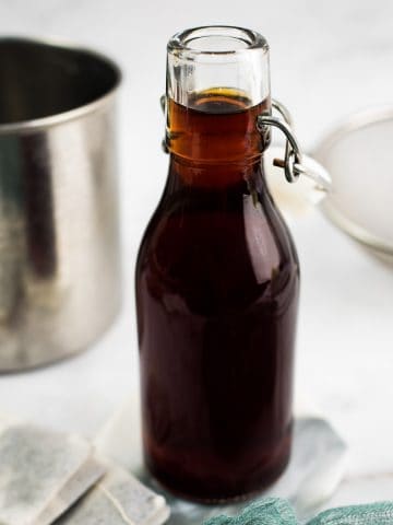 A bottle of Earl Grey syrup.