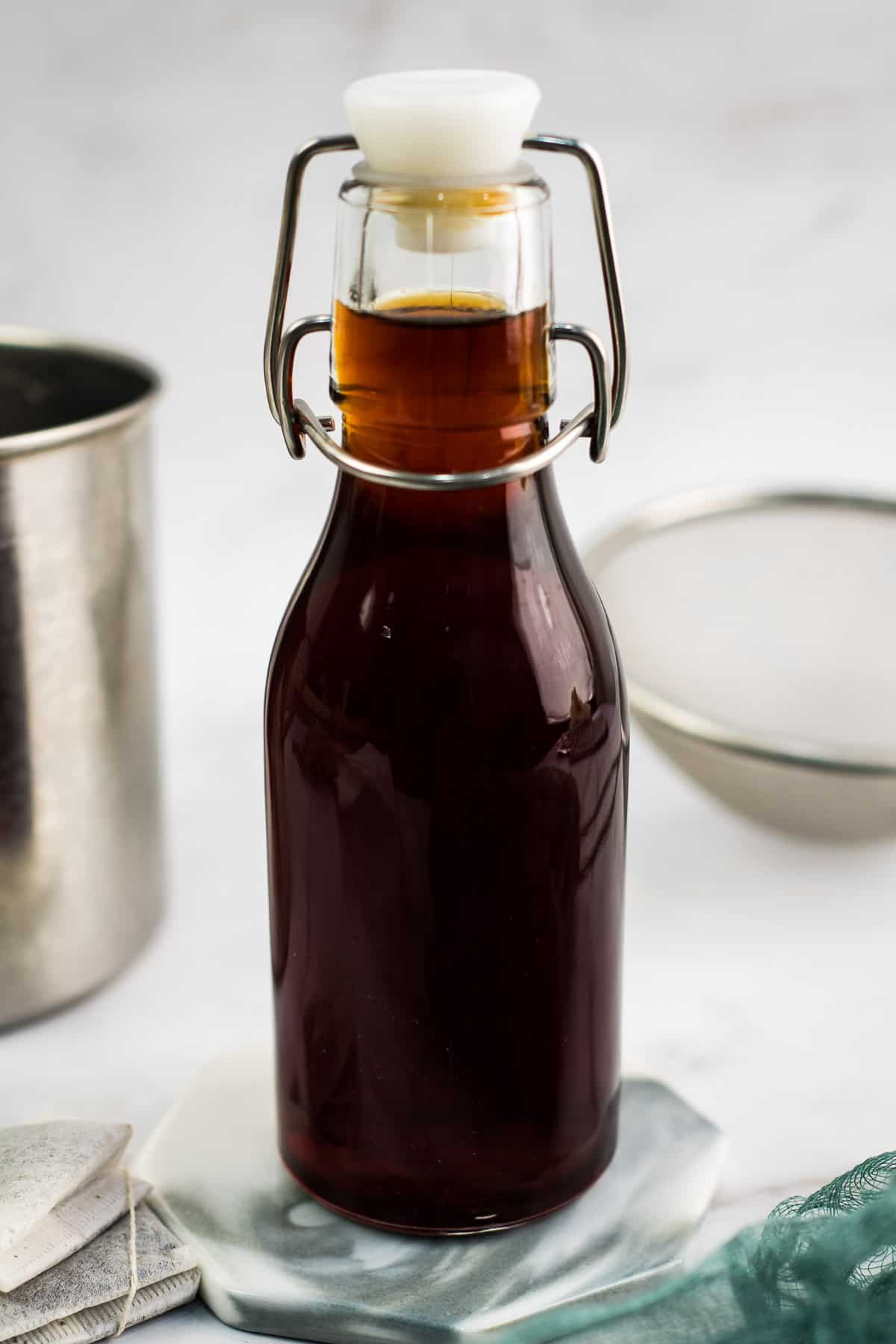 A bottle of Earl Grey syrup.