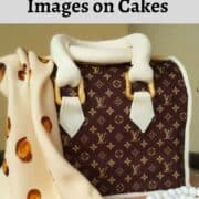 A handbag cake decorated with edible image.
