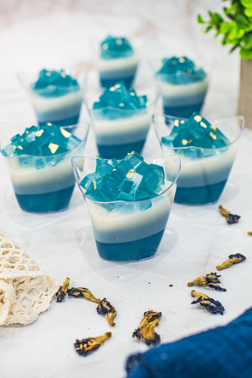 Butterfly Pea Jelly (Blue Pea Flower Agar Agar) Decorated Treats