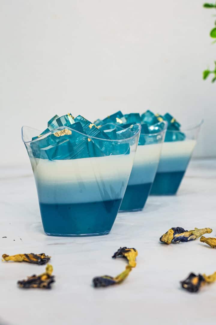 Butterfly Pea Jelly (Blue Pea Flower Agar Agar) Decorated Treats