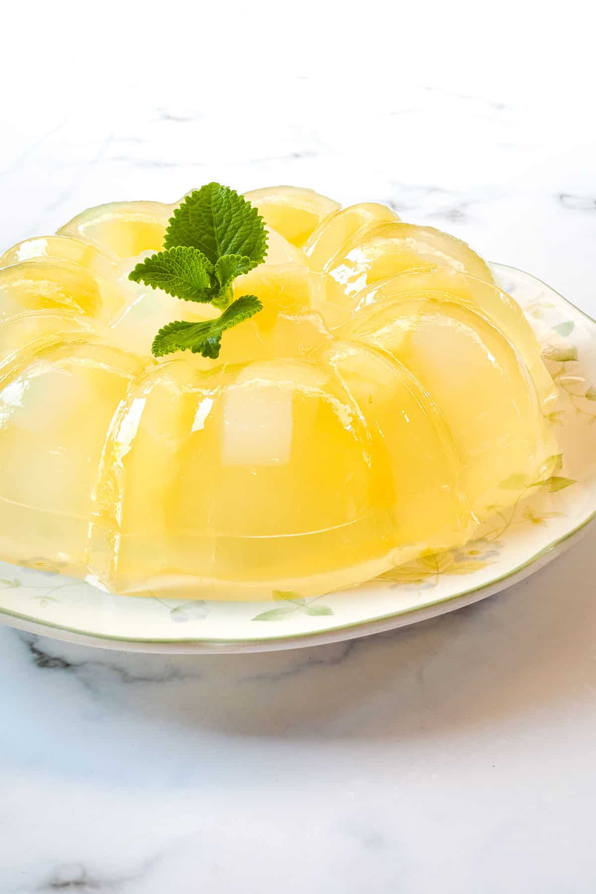 A bundt shaped nata de coco jelly in a plate.